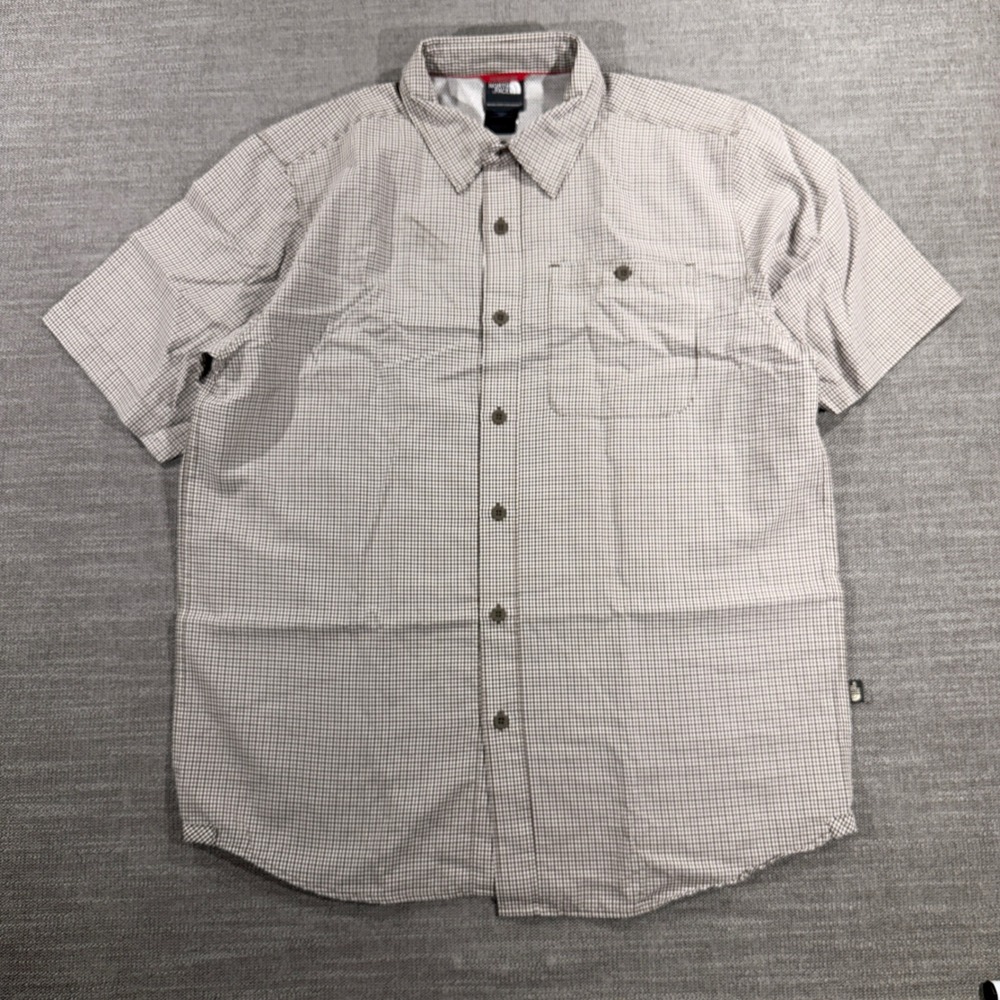 The North Face Button Down Shirt Mens XL Brown Gingham Short Sleeve Excellent